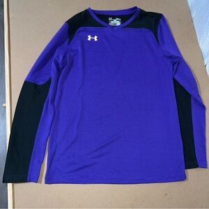 Under Armour Youth Heat Gear Loose Purple and Black Long Sleeve Shirt Large